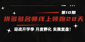 《拼多多名师线上领跑28天-第10期》迎战开学季 月度孵化 实操复盘!-司马网创基地