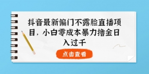 抖音最新偏门不露脸直播项目,小白零成本暴力撸金日入1000+-司马网创基地