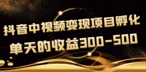 黄岛主《抖音中视频变现项目孵化》单天的收益300-500 操作简单粗暴-司马网创基地