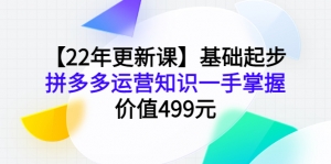 2022年更新课:基础起步,拼多多运营知识一手掌握,价值499元-司马网创基地