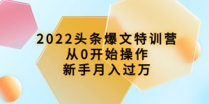 2022头条爆文特训营:从0开始操作,新手月入过万(16节课时)-司马网创基地