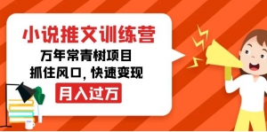 小说推文训练营,万年常青树项目,抓住风口,快速变现月入过万-司马网创基地
