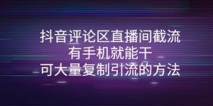 抖音评论区直播间截流，有手机就能干，可大量复制引流的方法-司马网创基地