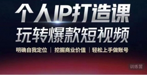 个人IP打造课-玩转爆款短视频,明确自我定位|挖掘商业价值|轻松上手做账号-司马网创基地