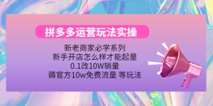 拼多多运营玩法实操，0.1改10W销量，薅官方10w免费流量 等玩法！-司马网创基地