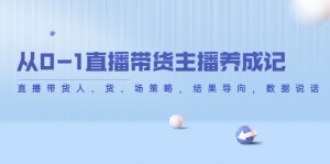从0-1直播带货主播养成记，直播带货人、货、场策略，结果导向，数据说话-司马网创基地