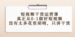 短视频干货运营课，真正从0-1做好短视频，没有太多花里胡哨，只讲干货-司马网创基地