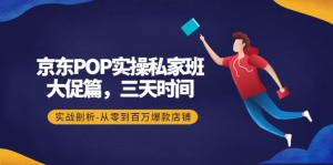 京东POP实操私家班:大促篇,3天时间,实战剖析-从零到百万爆款店铺-司马网创基地