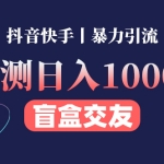 亲测日收益1000+的交友盲盒副业丨有手就行的抖音快手暴力引流