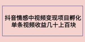 黄岛主副业孵化营第5期:抖音情感中视频变现项目孵化 单条视频收益几十上百-司马网创基地