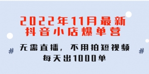 2022年11月最新抖音小店爆单营:无需直播,不用拍短视频,每天出1000单-司马网创基地