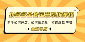 拼多多全套运营系统课程：新手如何开店 如何做流量 打造爆款 等等 全部干货-司马网创基地