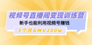 视频号直播间变现训练营：新手也能利用视频号赚钱，5个月GMV200w-司马网创基地