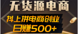 抖上拼无货源电商创业项目、外面收费12800,日赚500+的案例解析参考-司马网创基地