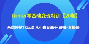 tkinter零基础变现特训【20期】系统传授TK玩法 从小白到高手 录播+直播课-司马网创基地
