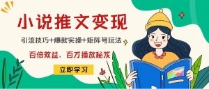 小说推文训练营:引流技巧+爆款实操+矩阵号玩法,百倍效益、百万播放秘笈-司马网创基地