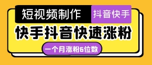 短视频油管动画-快手抖音快速涨粉:一个月粉丝突破6位数 轻松实现经济自由-司马网创基地
