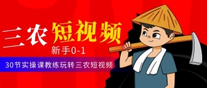 三农短视频从0~1运营课：​30节实操课教练玩转三农短视频-司马网创基地