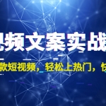 短视频文案实战培训：制作爆款短视频，轻松上热门，快速涨粉！