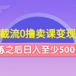 抖音截流0撸卖课变现项目：这个玩法熟练之后日入至少500以上