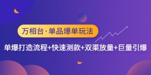 万相台·单品爆单玩法,单爆打造流程+快速测款+双渠放量+巨量引爆-司马网创基地