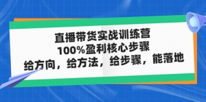 直播带货实战训练营:100%盈利核心步骤,给方向,给方法,给步骤,能落地-司马网创基地