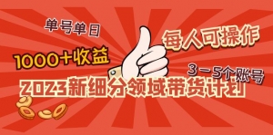 2023新细分领域带货计划:单号单日1000+收益不难,每人可操作3-5个账号-司马网创基地