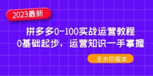 2023拼多多0-100实战运营教程,0基础起步,运营知识一手掌握-司马网创基地