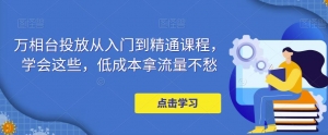 万相台投放·新手到精通课程，学会这些，低成本拿流量不愁！-司马网创基地