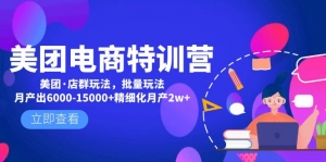 美团电商特训营:美团·店群玩法,无脑铺货月产出6000-15000+精细化月产2w+-司马网创基地