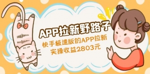 APP拉新野路子：快手极速版的APP拉新赚，实操收益2803元-司马网创基地