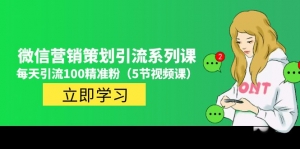 价值百万的微信营销策划引流系列课,每天引流100精准粉(5节视频课)-司马网创基地
