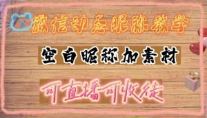 微信动态昵称设置方法，可抖音直播引流，日赚上百【详细视频教程+素材】-司马网创基地
