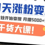 21天精准涨粉变现干货大课：从10位粉丝开始变现 月增5000+变现20w+