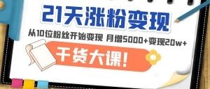 21天精准涨粉变现干货大课:从10位粉丝开始变现 月增5000+变现20w+-司马网创基地