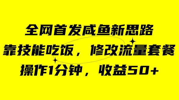 咸鱼冷门新玩法，靠“技能吃饭”，修改流量套餐，操作1分钟，收益50+-司马网创基地