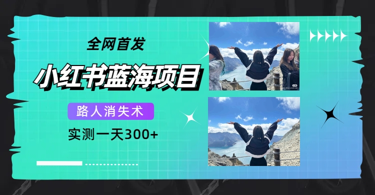 全网首发,小红书蓝海项目,路人消失术,实测一天300+(教程+工具)-司马网创基地