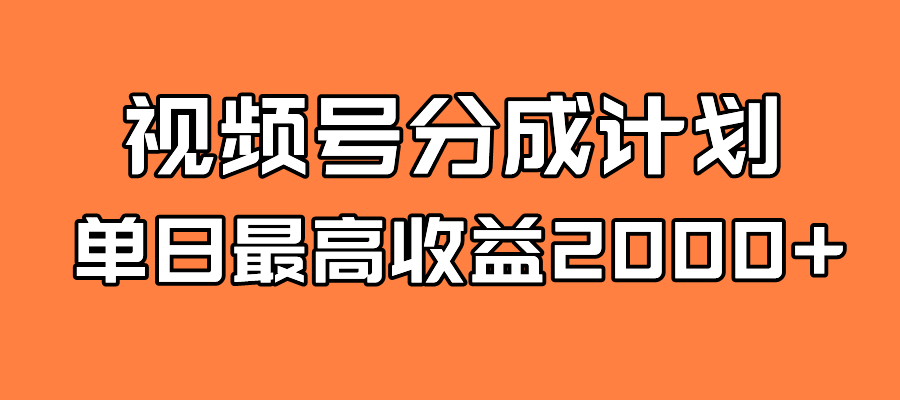 全新蓝海 视频号掘金计划 日入2000+-司马网创基地