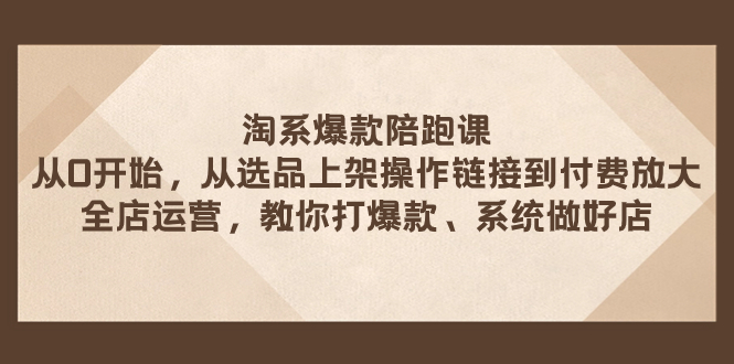 淘系爆款陪跑课 从选品上架操作链接到付费放大 全店运营 打爆款 系统做好店-司马网创基地