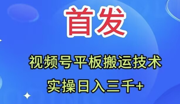 全网首发：视频号平板搬运技术，实操日入三千＋-司马网创基地
