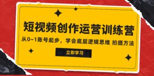 2023短视频创作运营训练营，从0~1账号起步，学会底层逻辑思维 拍摄方法