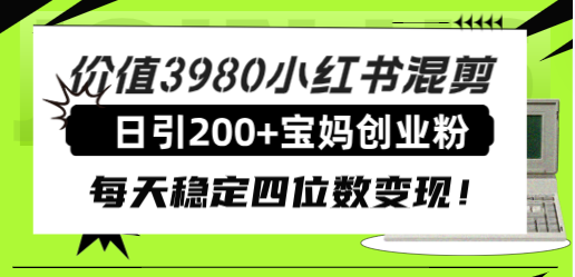 价值3980小红书混剪日引200+宝妈创业粉,每天稳定四位数变现!-司马网创基地