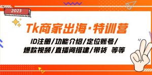 Tk商家出海·特训营：ID注册/功能介绍/定位账号/爆款视频/直播间搭建/带货.