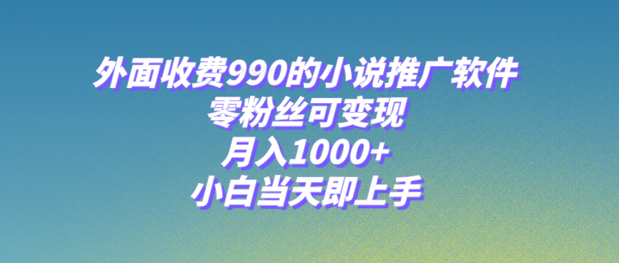 小说推广软件，零粉丝可变现，月入1000+，小白当天即上手【附189G素材】-司马网创基地