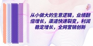 从小做大的生意逻辑，业绩翻倍增长，渠道快速裂变，利润稳定增长，全网…