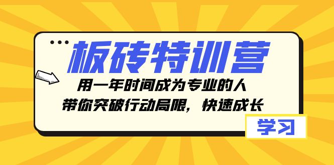 板砖特训营，用一年时间成为专业的人，带你突破行动局限，快速成长-司马网创基地