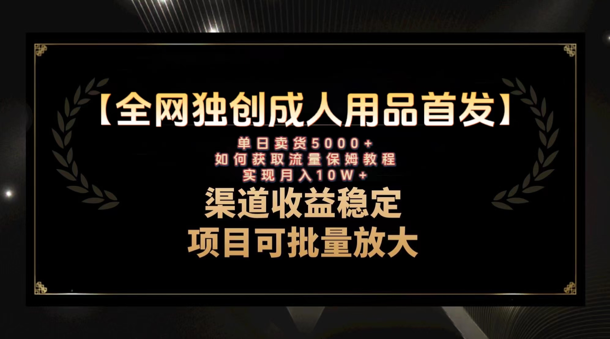 最新全网独创首发，成人用品赛道引流获客，月入10w保姆级教程-司马网创基地