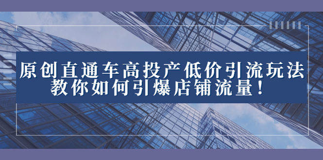 2023直通车高投产低价引流玩法,教你如何引爆店铺流量!-司马网创基地