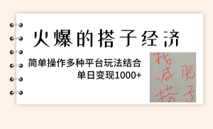 火爆的搭子经济，简单操作多种平台玩法结合，单日变现1000+