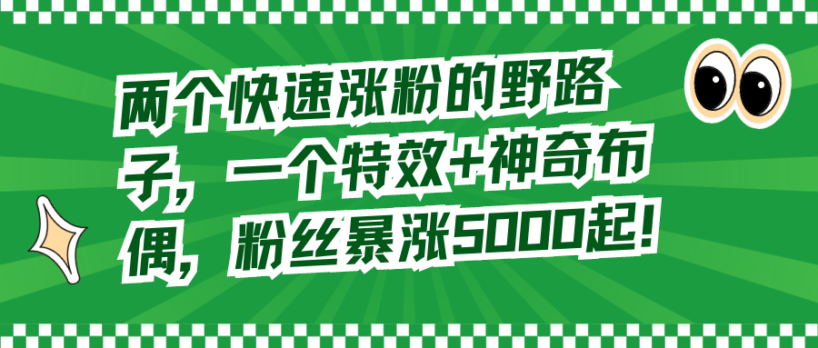 两个快速涨粉的野路子,一个特效+神奇布偶,粉丝暴涨5000起!-司马网创基地